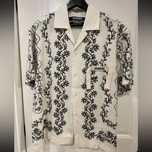 Jacquemus Cream and Black Floral Button Down Shirt